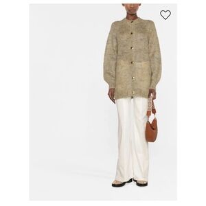 GANNI Brushed Effect Mohair Wool Crew Neck Cardigan